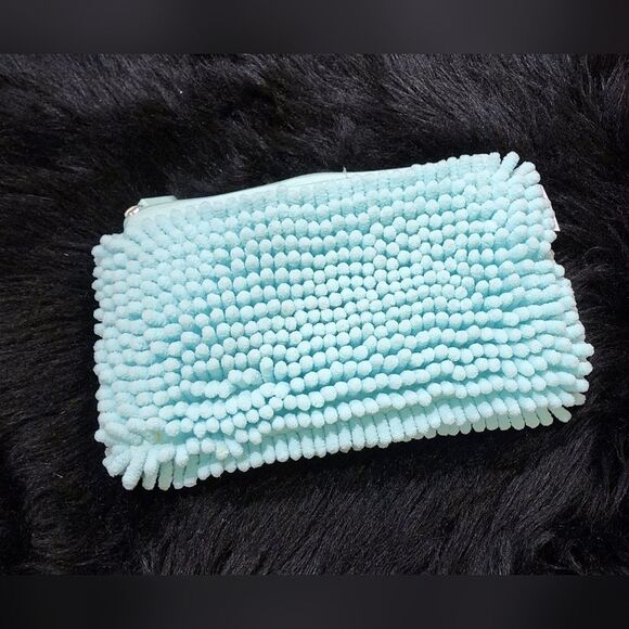Plush Pocket Pencil Case/Makeup Case Mint Green/Sea Foam Green Color - Picture 6 of 8